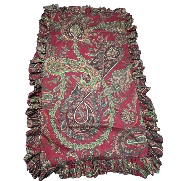 Pottery Barn Other - Pottery Barn Paisley Cotton King Ruffle Red Green Pillow Sham Multicolor **Lined